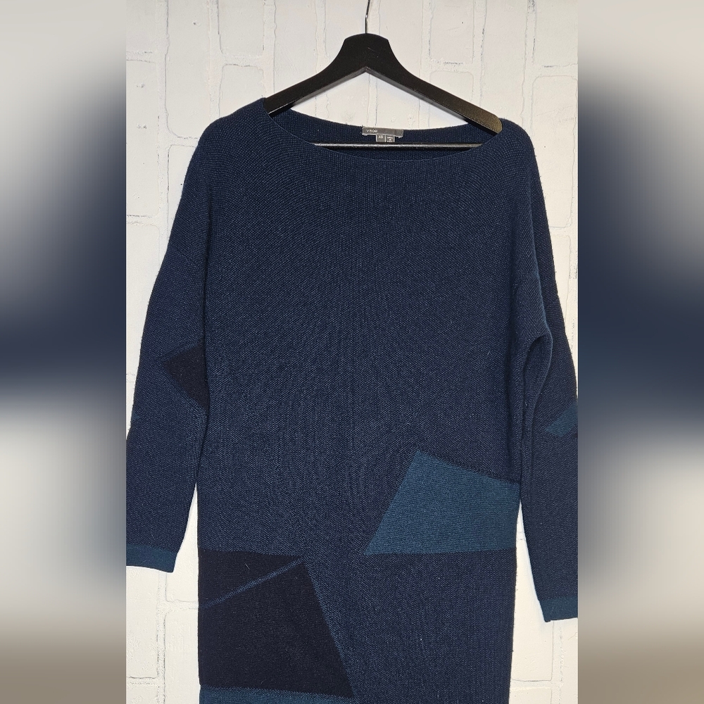 Vince Colorblock Wool Blend Sweater Dress - Picture 2 of 5